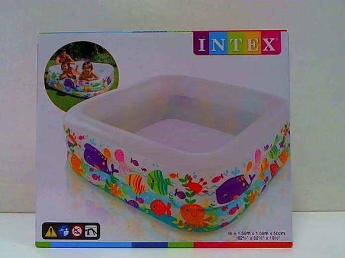 Intex oppusteligt børnebassin Aquarium firkantet 159 × 159 × 50 cm