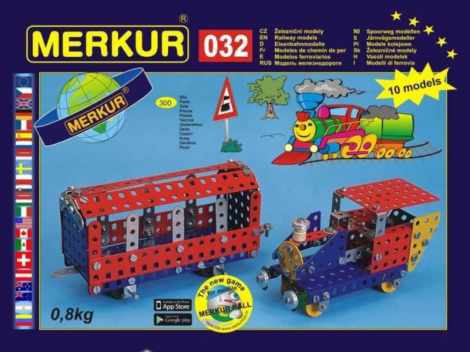 Byggesæt Merkur 032 – jernbanemodeller, 10 modeller, 300 dele