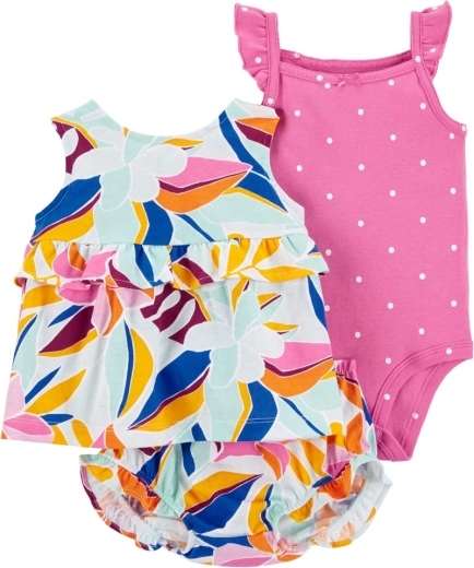 Carter’s 3-delt sæt til pige Multi Floral (ærmeløs body, undertrøje og trusser)