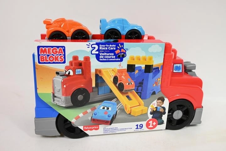 Mega Bloks lastbil med racerbane og 2 køretøjer