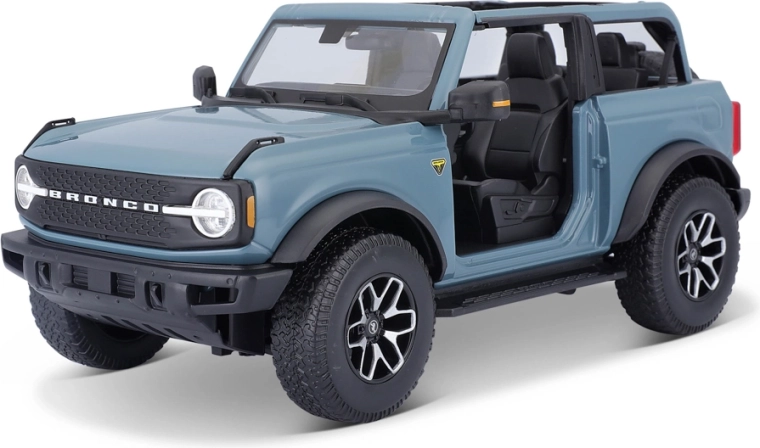 Maisto 2021 Ford Bronco Badlands uden døre blå 1:18