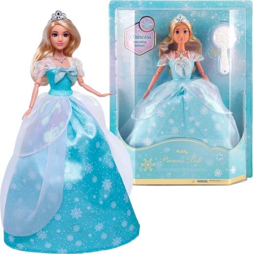 Modedukke i blå prinsessekjole