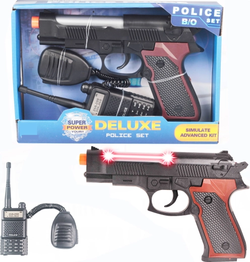 Sparkys politipistol og walkie-talkie