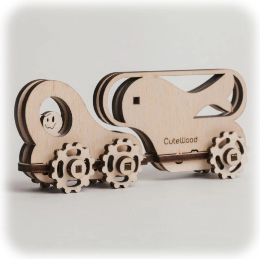 CuteWood træ 3D-puslespil Fiskevogn