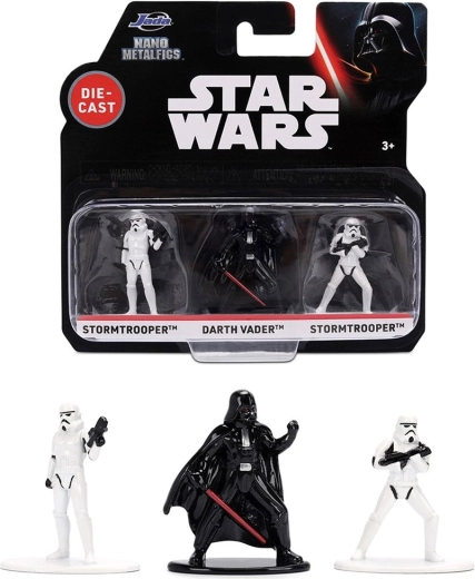 Star Wars Nano Metalfigs sæt med 3 metalfigurer af Darth Vader og Stormtroopere - 3 stk.