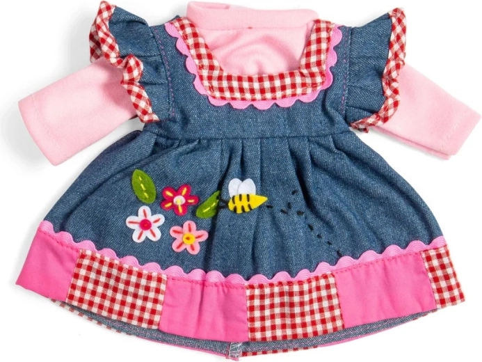 Bigjigs Toys denimkjole med rosa kant til dukke 34 cm