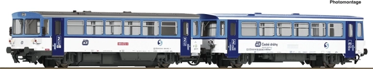 Roco dieseldrevet motorvogn ČD 810 472-1 med bivogn BDtax (Najbrt), TT
