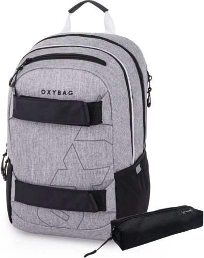 Studenter-rygsæk og penalhus Oxybag Sport Grey Melange