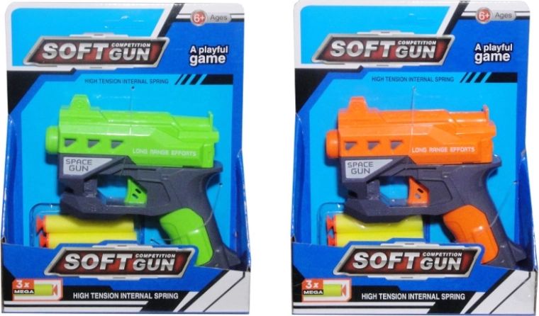 Plastpistol med skumammunition til børn