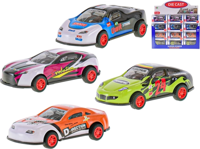 Metalbil 9 cm med pullback, 1:55, 4 varianter