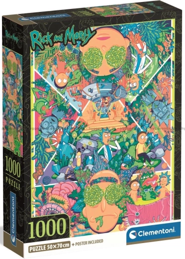 Puzzle CLEMENTONI Rick and Morty – psykedelisk collage 1000 brikker