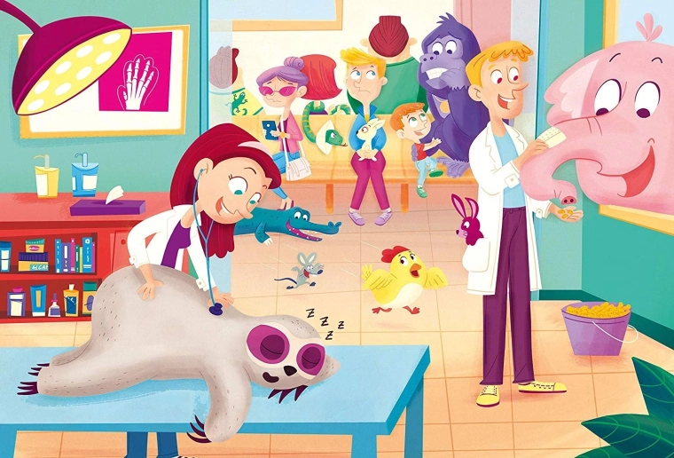 CLEMENTONI puslespil Hos dyrlægen MAXI 60 brikker