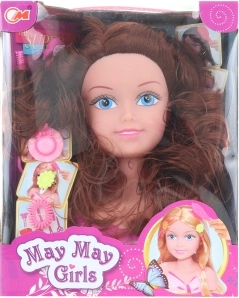 Friserhoved brunette til børnefrisurer med tilbehør