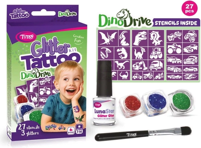 Sæt med glitrende tatoveringer DinoDrive