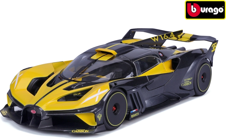 Bburago Bugatti Bolide metalmodel i størrelsesforholdet 1:18, sort/gul