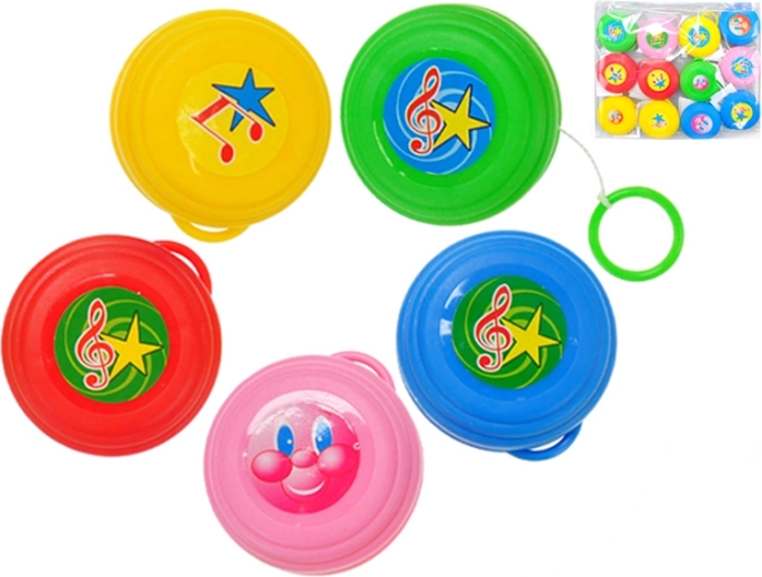 Plast-jojo 5,5 cm – 5 farver, sæt med 12 stk i pose