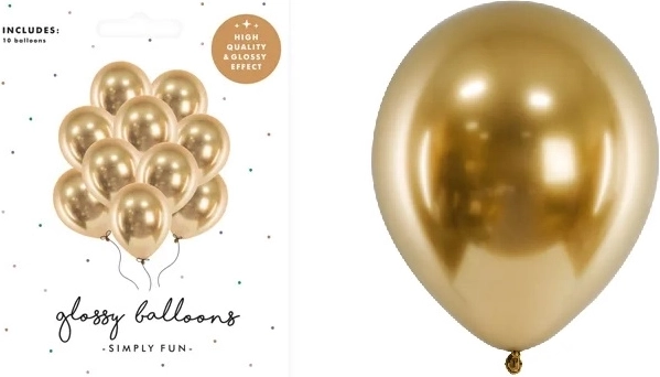 Glosy-balloner guld glansfulde 30 cm, 10 stk