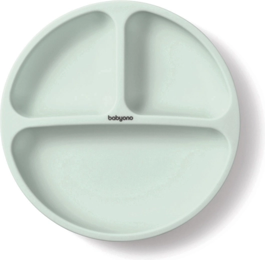 Babyono silikonetallerken med sugekop sage 6m+ - 1 stk.