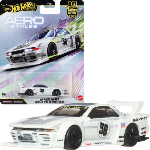 Hot Wheels Premium ikoniske biler Aero Styles LB-Kaido Works Nissan R32 Skyline GT-R 1:64