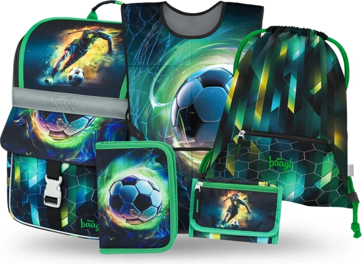 Skolesæt BAAGL Zippy Fodbold – skoletaske, penalhus, gymnastikpose, forklæde og pung