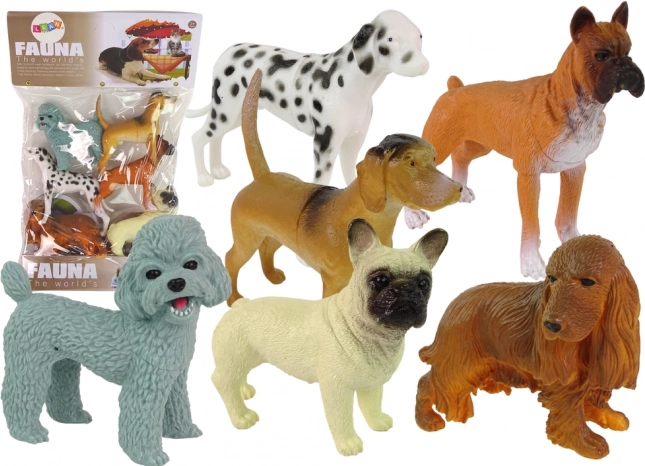 Sæt med 6 hundefigurer – realistiske racefigurer
