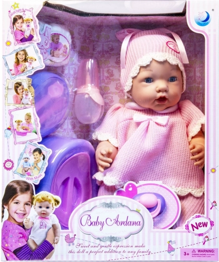 Babydokke med tilbehør, drikker og tisser - 1 stk.