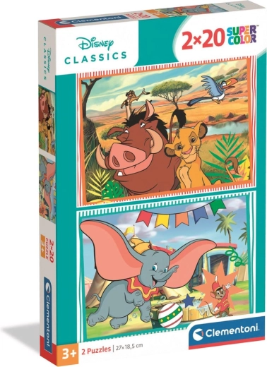 Puslespil 2x20 Super Color DISNEY CLASSICS – LØVERNES KONGE og DUMBO Clementoni