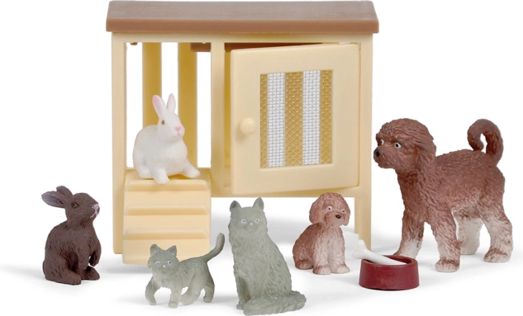 Lundby kæledyr til dukkehus – hund, kat og kaniner