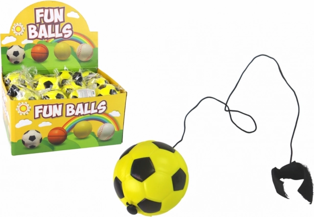 Fodboldbold på elastik jojo 6 cm – gul