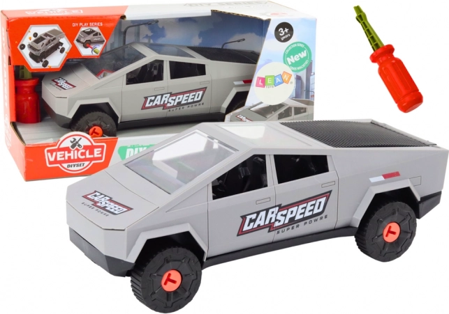 Monteringsbil til børn med skruetrækker – grå