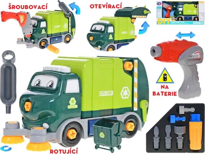 Samlbar skraldebil med batteridrevet boremaskine 31 cm