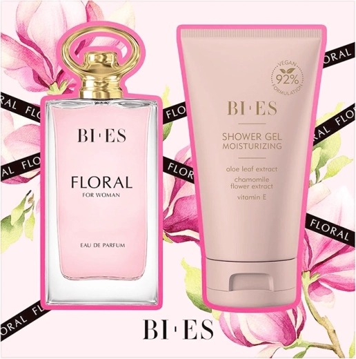 Gavesæt til kvinder BI-ES Floral – parfumeret vand 90 ml + brusegel 150 ml