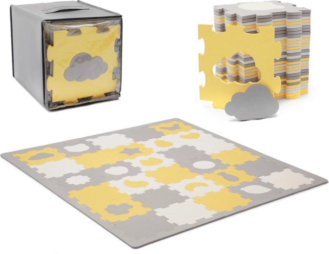 Kinderkraft skumpuslemåtte Luno Shapes, 185 × 165 cm, gul, 30 brikker