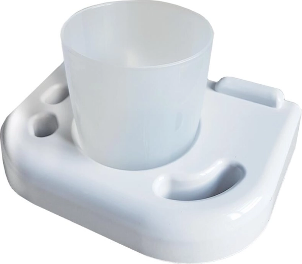 Badeværelsesholder til krus med hvidt krus, plast, 15,9 × 11 × 4 cm