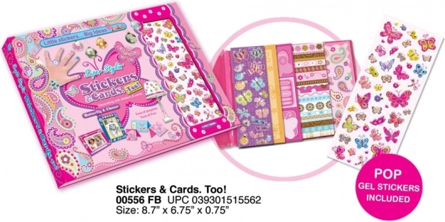 Sæt af klistermærker og kort Sommerfugle