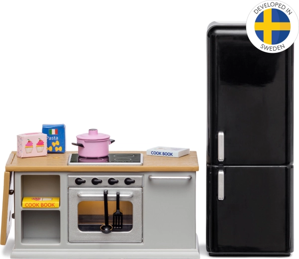 Lundby køkkenmøbler til dukkehus med køleskab