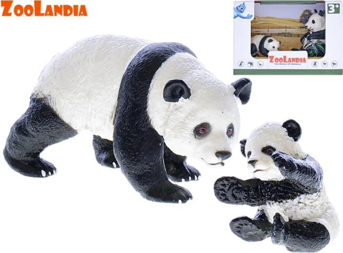Zoolandia panda med unge – realistisk plastfigur
