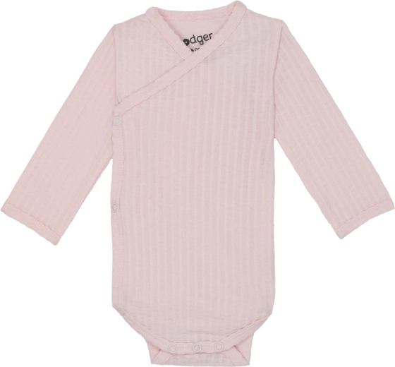 Lodger seersucker tan babybody med lange ærmer, str. 62