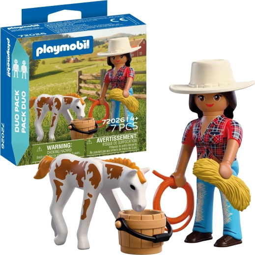 Playmobil Duo Pack cowgirl med føl og tilbehør