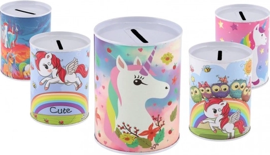 Metal sparegris med enhjørningemotiv