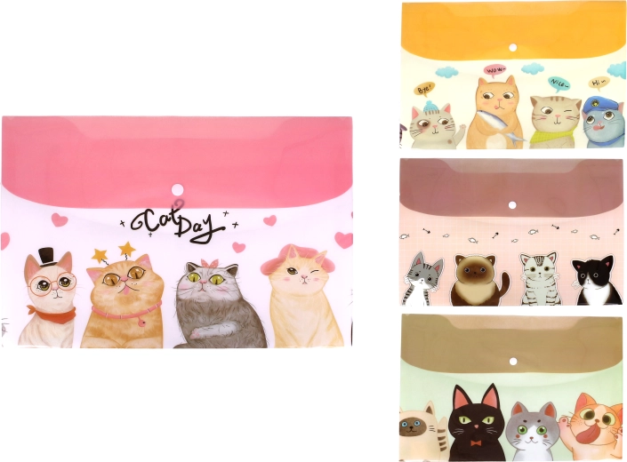 Mappe med trykknap 26 × 36 cm Katte