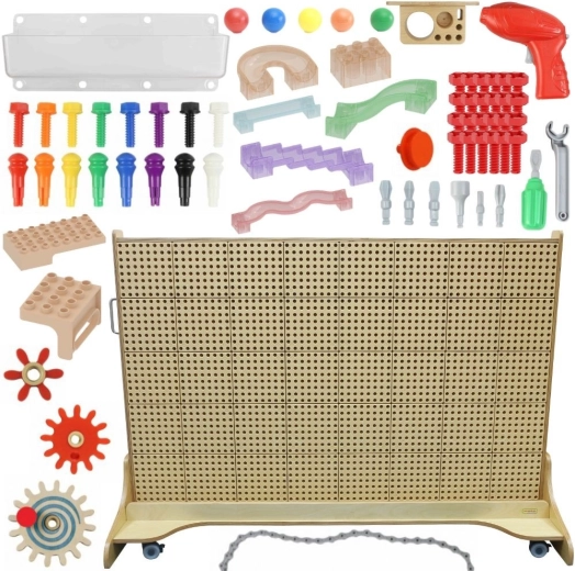 Masterkidz fritstående kreativ STEM-tavle 166 × 125 cm med tilbehørssæt