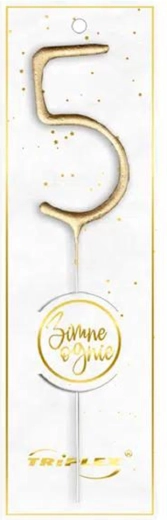 Stjernekaster tal 5 guld 16,5 cm