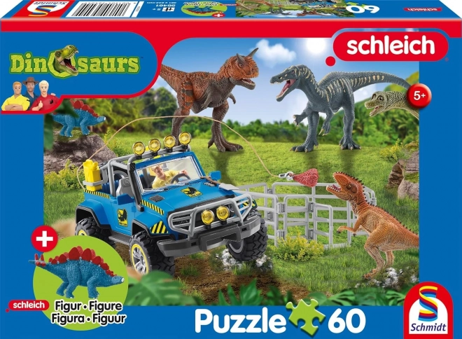 Puzzle SCHMIDT SCHLEICH forhistoriske kæmper, 60 brikker + figur