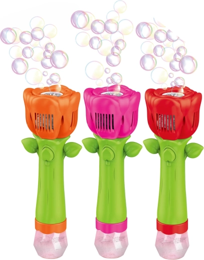 Sæbeboblepistol formet som en rose med lyseffekter, 100 ml - 1 stk.