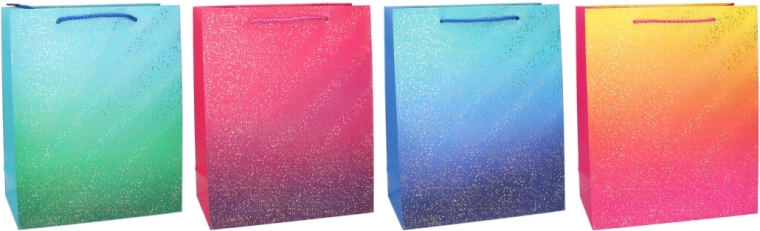 Gavepose str. S 18 × 23 × 8 cm, helårs, gradient med metalliske prikker