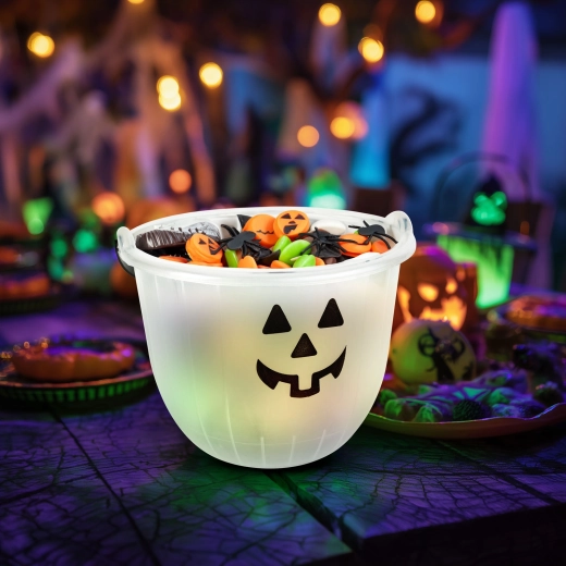 Halloween-dekorationsspand med græskar- eller spøgelsesmotiv - 1 stk.