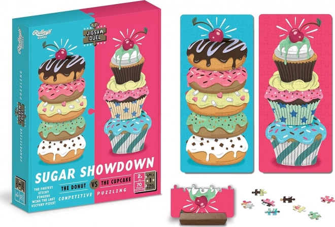 Puzzle Duel Sød opgørelse: donut vs cupcake 2×70 brikker