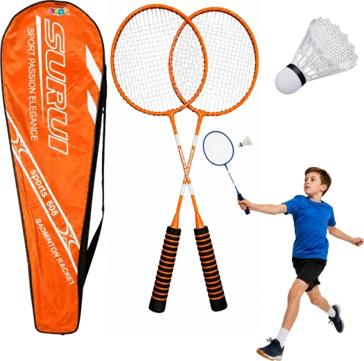 Badmintonsæt med 2 ketsjere, bold og taske – orange