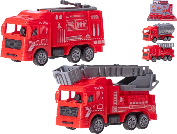 Brandbiler 11–12 cm med pullback – 4 typer